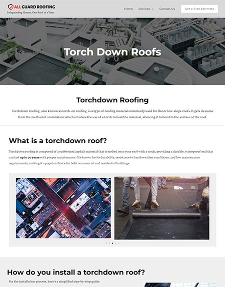 Torchdown Roofing page sample from All Guard Roofing Website